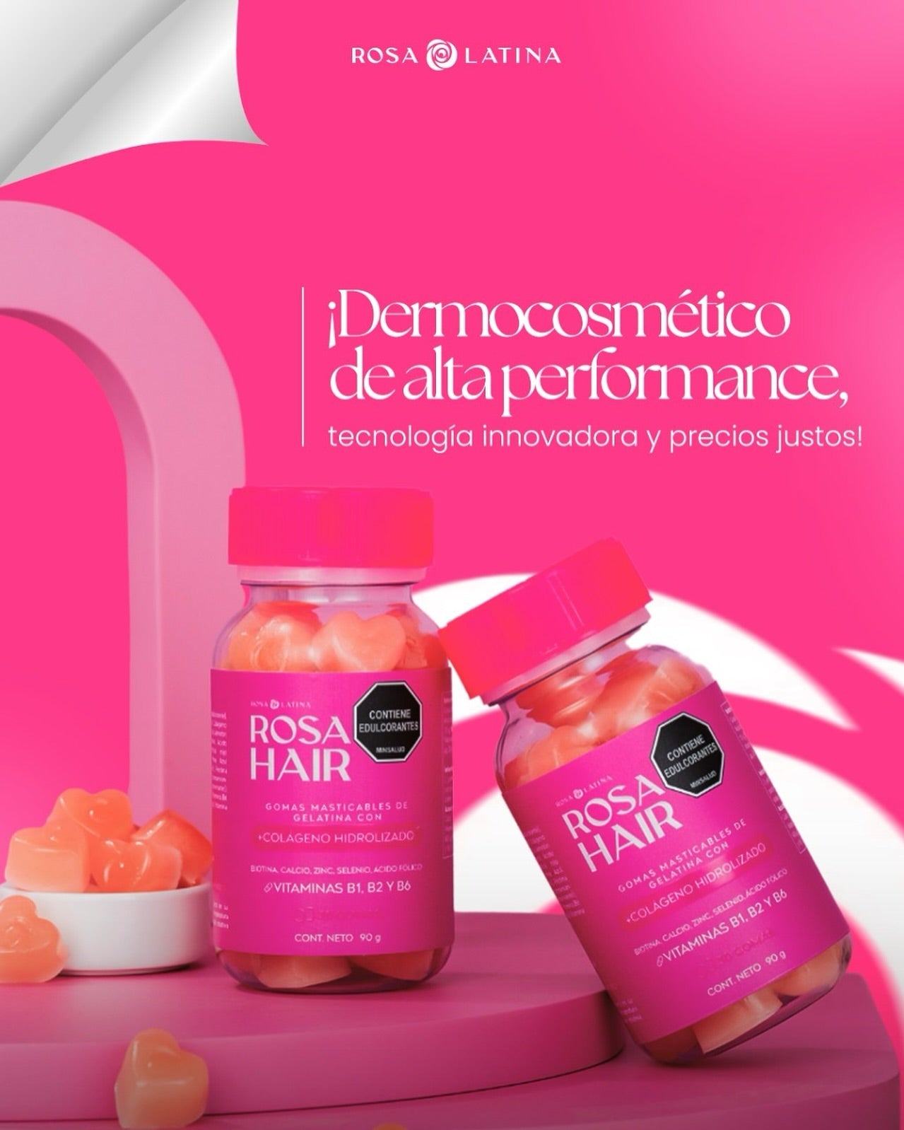 Rosa Hair™ GOMITAS FORTALECEDORAS DE BIOTINA